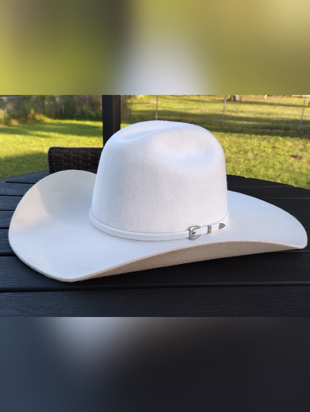 Schneiders 3x Wool USA Made White Western Cowboy Hat with Silver Buckle Band